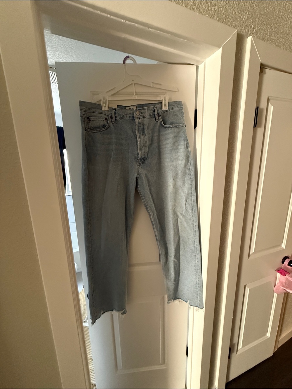 Agolde Light Blue Cropped Straight Jeans